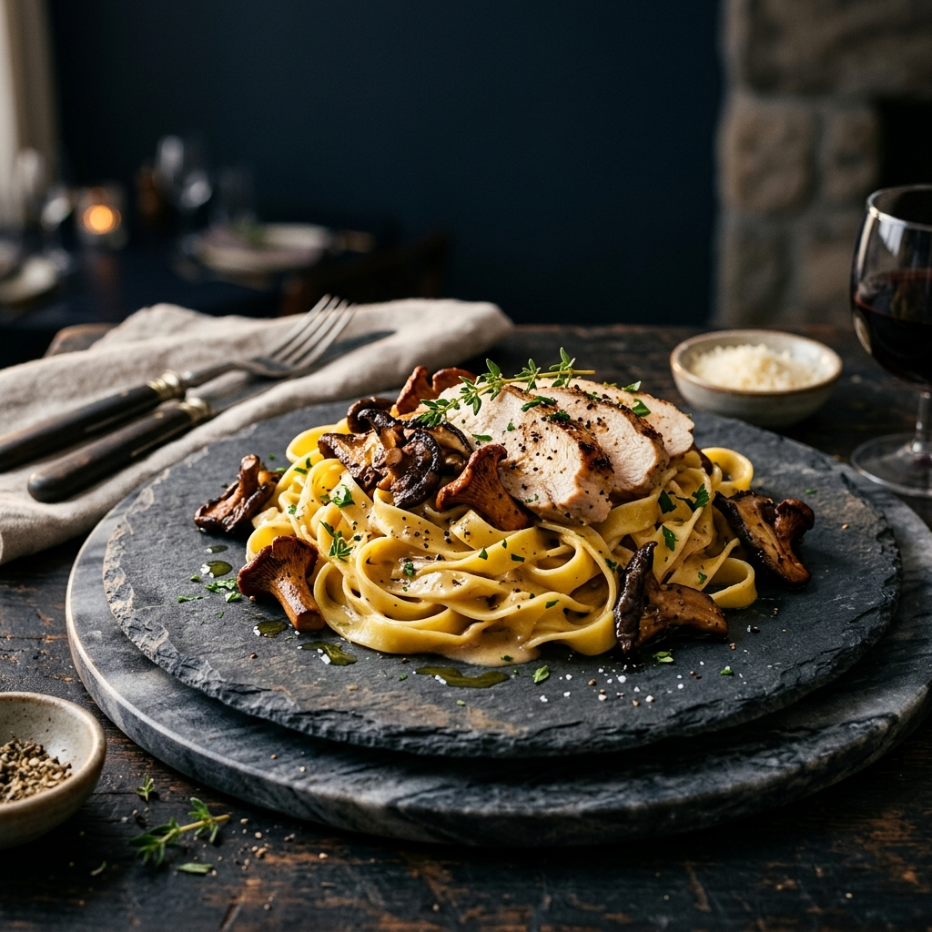 Tagliatelles Crème Poulet Champignons